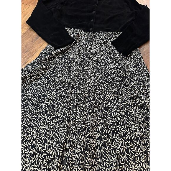 Vintage April Cornell Trading Velvet Maxi Dress with Scarf Size Large - Picture 5 of 8